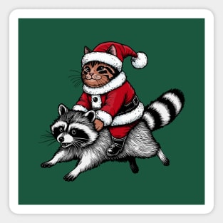 Santa Cat on A Raccoon Magnet